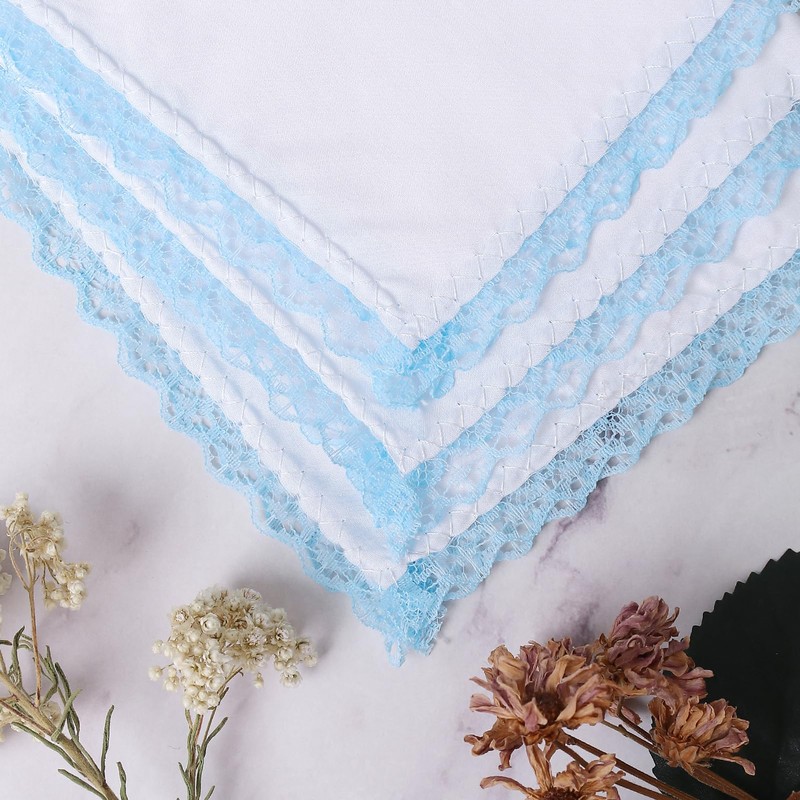 HOULIFE - Pañuelos para mujer con encaje, pañuelos de algodón