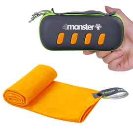 4monster Microfiber Travel Towel,Lightweight Gym Towel, Super Absorbent,Quick Drying,Soft, Sport Towel Suitable for Gym,Golf,Beach,Swimming,Backpacking,Camping,Travel,Yoga,Sports Orange-S