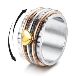 Magitaco Stainless Steel Spinner Rings Heart Fidget Band Rings Moon Star Flower Butterfly Anxiety Rings for Women Men