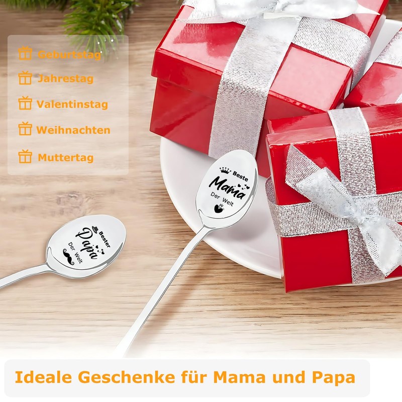 Gifts for Mum Dad Pack of 2 Coffee Spoons with