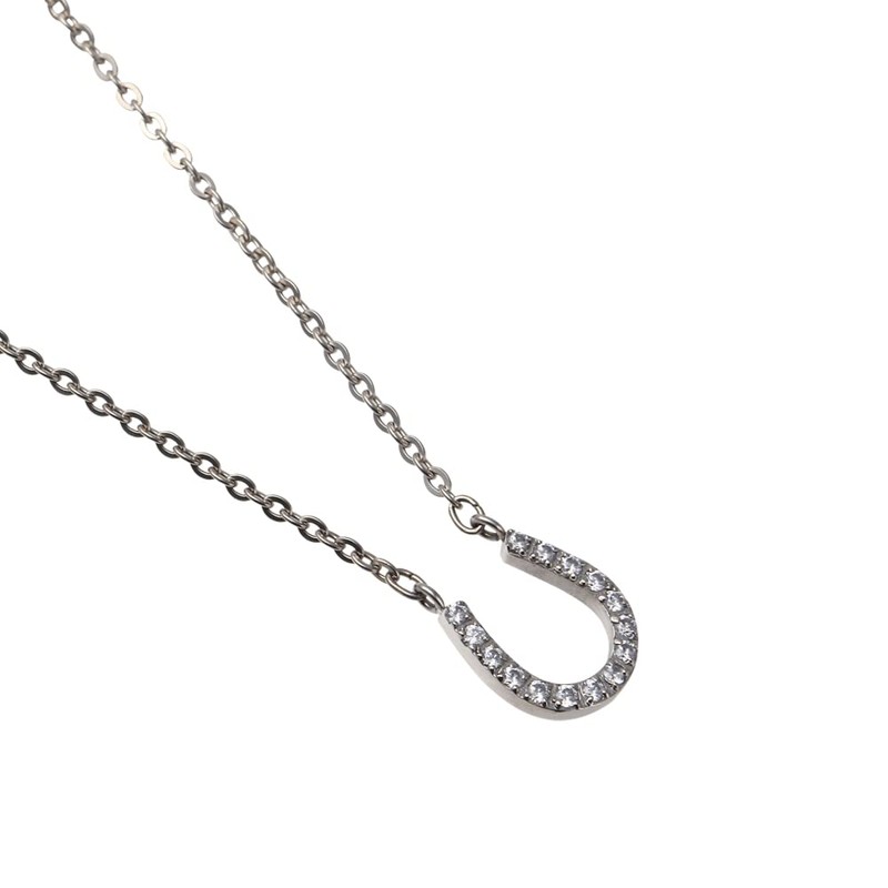 純チタン磁気ネックレス ピュアループオズ ホースシュー（プラチナカラー）45cm