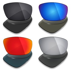 Mryok 4 Pair Polarized Replacement Lenses for Costa Del Mar Luke Sunglass - Stealth Black/Fire Red/Ice Blue/Silver Titanium