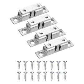PATIKIL 50mm Double Ball Tension Roller Catch Latch, Solid Brass Adjustable Hardware Fitting with Screws for Cabinet Closet Tension Latch, Silver Tone