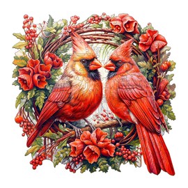 Jigfoxy Wooden Puzzles for Adults, Cardinal Wood Puzzles Adult, Unique Animal Shape Wooden Jigsaw Puzzles for Adults, Birthday Gifts for Puzzle Lovers, Family, Friend (S-8.4 * 8.3in-100 pcs)