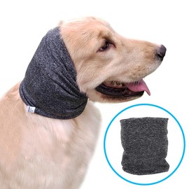PATTEPOINT Quiet Ears for Dogs, No Flap Ear Wraps for Anxiety Relief& Calming Dogs, Dog Snood for Noise Protection Grooming, Neck and Ear Warm Ear Muffs for Cats&Dogs,Grey L