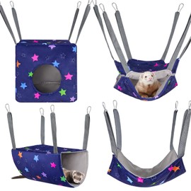 Glittme Ferret Hammock 4 Pack Accessories Washable Rat Hammock on Cage Soft for Ferrets, Rat, Sugar Glider, Squirrel, Guinea Pig