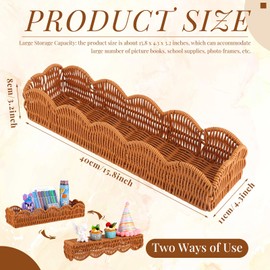 Czlotyh 4 Set Scalloped Wall Basket Shelf Nursery Classroom Book Shelves for Wall Rattan Shelf Woven Floating Shelves Boho Farmhouse Decor Scalloped Shelves Book Display Toy Storage