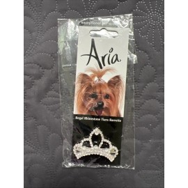 Aria Small Dog Rhinestone Tiara Barrette Crown Hair Clip Crystal Pet Accessories