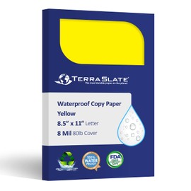 TerraSlate Paper | Yellow | 8.5" x 11" Waterproof Paper | Laser Printer Paper, Copy Machine, & Digital Press Compatible, 25 Sheets (8 MIL TerraSlate (80lb Cover))
