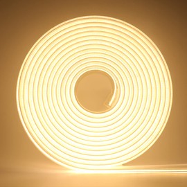 Flexible LED Light Strip,360 LEDs/m IP65 Waterproof COB Light Strip,AC 220V LED High Voltage Rope Light,50CM Cuttable,Super Bright for Indoor and Outdoor Lighting Camping,Balcony (5m, Warm white)