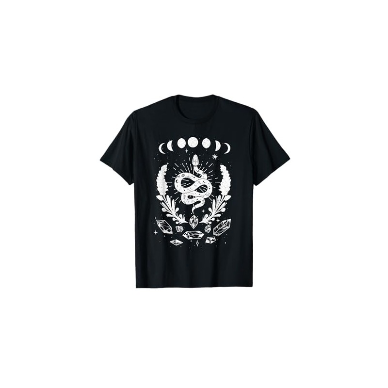 Moon Phases Snake Crystals Gothic Punk Style Mystical Witchy T-Shirt