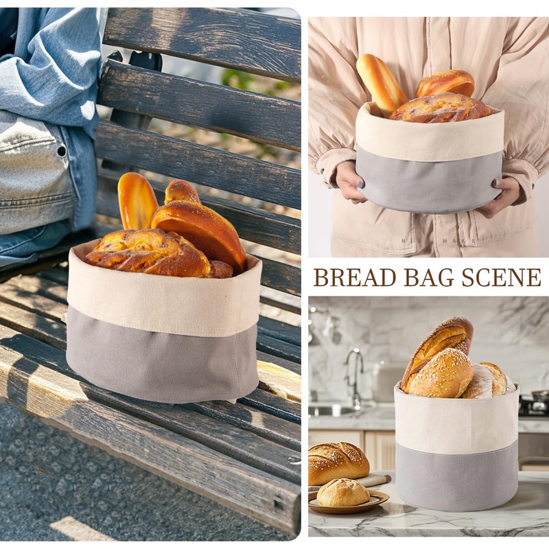 Prmape Brotkorb Stoff Rund, 25 x 22.5 cm Brotbeutel aus