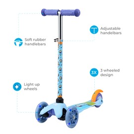 Bluey Self Balancing Kick Scooter with Light Up Wheels, Extra Wide Deck, 3 Wheel Platform, Foot Activated Brake, 75 lbs Limit, Kids & Toddlers Girls or Boys, for Ages 3 and Up