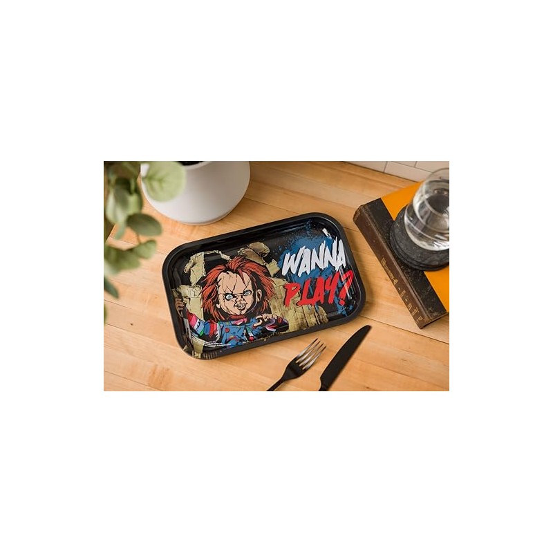 Silver Buffalo Chucky Wanna Play? 11.3" x 7.4" Tin Tray