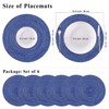 Blue Round Placemats Set of 6, ZOIMINU 36cm/14.2 inch Braided