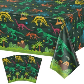 NatNarr 3 Pack Dinosaur Plastic Tablecloth, 54 X 108Inch Disposable Dinosaur Party Table Cloth for Rectangle Tables Waterproof Table Cover for Kids Birthday Party Supplies