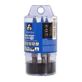 SOMADA Auger Drill Bit Set for Wood, 5-Piece, 1/2", 5/8", 3/4", 7/8" and 1" Inch Size, 4-Inch Long with Storage Case, Impact Wood Auger Set with Quick Change