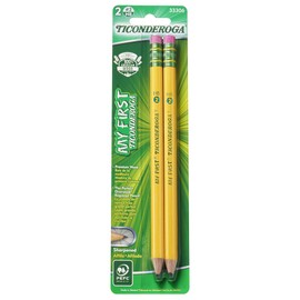 Ticonderoga My First Wood-Cased Pencils, #2 HB Soft, Pre-Sharpened, Yellow, 2 Count