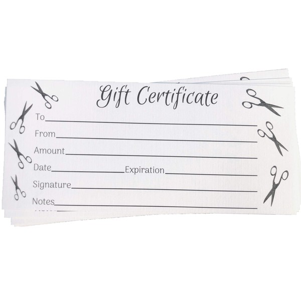 Scissors Gift Certificates (25, 4" X 9", envelopes Included) Stylists,