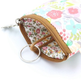 Roca Anemo Cotton Key Case, Lightweight, Slightly Larger, Cute, Plant Pattern, Animal Pattern, Smart Key Cover, Key Holder, Assist Hook Holder, cherry (pink)