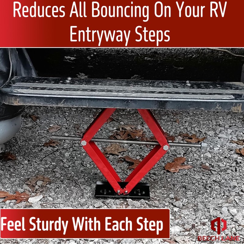 Beech Lane RV Step Stabilizer, Easy Drill Operated Deployment, Reduce