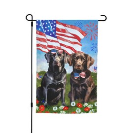 Patriotic Black Labrador Chocolate Lab Dog Retriever 4th Of July Usa Flag Garden Flag 12x18 Inch Double Sided Vertical Decoration Yard Small Flag For Outside Holiday Seasonal Outdoor