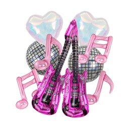 Music Party Decoration Music Note Balloon Disco Balloon Guitar Foil Balloon Concert Party Dcoration, 30inch, Pink