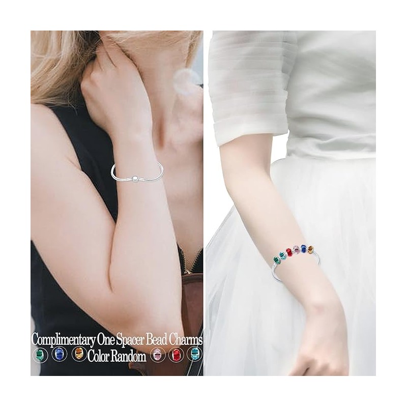 LNQOBU Women's Bracelet 925 Silver Snake Butterfly Bracelet with Sparkling