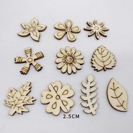 100Pcs Unfinished Wooden Flower Wood Slice Leaf Pattern,DIY Crafts Cutouts Wood Pieces Mini Wooden Handmade Decoration for DIY Projects Christmas Home,Craft Supplies, Arts,Crafts and Sewing,Woodcrafts