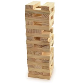eMKay® Mini Wooden Tumbling Tower Game | 48 Natural Wood Blocks | Classic Stacking & Balancing Game for Kids & Adults | Compact Travel Size | Indoor Outdoor Family Fun Party Toy