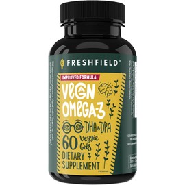 Freshfield Vegan Omega 3, Algae (Algal) Oil, Fish Oil Free Company, Third Party Tested, Carrageenan Free, DHA Supplement w/DPA, Plant Based Omega. Supports Heart, Brain, Joint Health