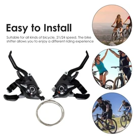FAIREDEAR Bicycle Brake Levers Shifter 3x8 24 Speed Shifter with Gear Indicator and V Brake Cable for Moutain Bike, Road Bike, MTB, BMX, Fixie Gear, Cycling (3x8 24 Speed)