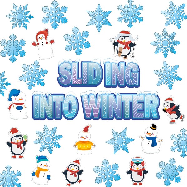 70 Stück Schneeflocke Pinnwand Ausschnitte Set Winter Weihnachten Schneeflocke Schneemann