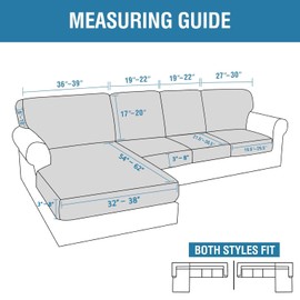 H.VERSAILTEX 2025 New Sectional Couch Covers 8 Pieces Stretch Sofa Covers for Sectional Sofa Set Separate L Shaped Couch Cover for Both Left/Right Couch (Seat and Back: 1 Chaise + 3 Sofa, Sand)