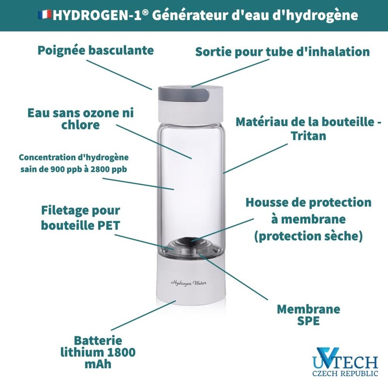 UVtech Hydrogen-1 Original Hydrogen Water Generator 400 ml Japanese SPE