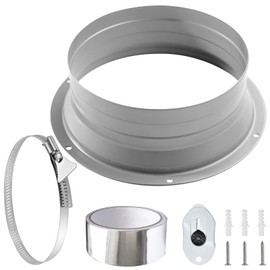 URHRHU Wall Flange Ø150mm Wall Connection Hose Adapter Metal Welding Flange Flange Vent Pipe Fitting Duct Tube Pipe Adaptor with Hose Clamps Screws for Exhaust Hose Air Conditioning Ventilation System