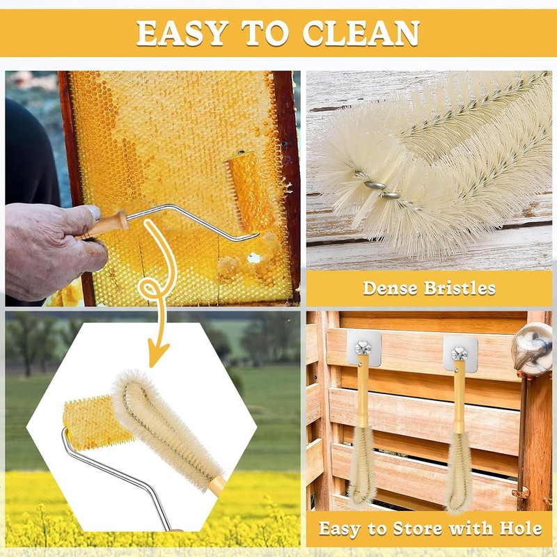 4PCS Honey Extractor Uncapping Needle Roller Wood Handle Honey Uncapper