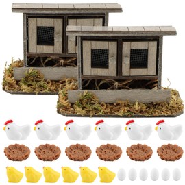 Fairy Garden Mini Chicken Coop Decor, 26-Piece Farm Scene Set