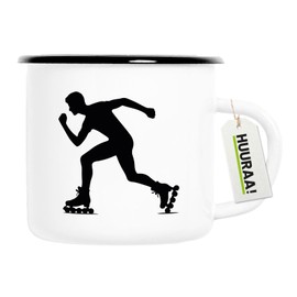 Huuraa Emaille Tasse Inline Skating Silhouette Geschenk 300ml Vintage Inline Skating Geschenkidee