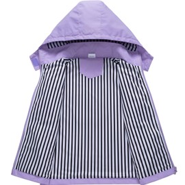IjnUhb Kids Rain Jacket Waterproof Raincoat with Removable Hood for Boys Girls Solid Purple 6/7