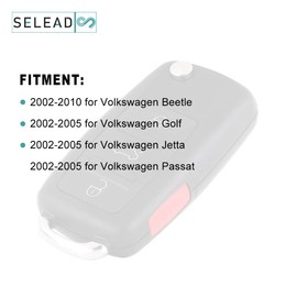 SELEAD Flip Key Fob 4 Buttons Keyless Entry Remote Shell CASE fit for 2002-2010 for Volkswagen for Golf for Jetta for Passat Antitheft Keyless Entry Systems HLO1J0959753AM 1pc