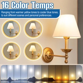 TREELAND Antique Brass Wall Sconce 10000 mAh Battery Operated Wall Light Set of Two, 25-60 Hours Battery Life Remote Control Dimmable Rechargeable LED Bulb, 16 Color Temps LED for Bedroom Living Room