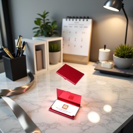 Galyacht Red Slim Business Card Holder,Creative Aluminum Metal ID Credit Business Card Wallet Case for Men Women Business Card Holders