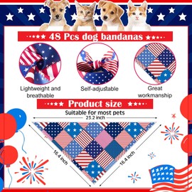 Reginary 108 Pcs 4th of July Dog Bandana Neck Tie Set Patriotic Dog Bandanas Bulk Pet Scarf Bibs Adjustable Washable Kerchief Tie Triangle Independence Day Costume for Medium Small Puppy Holiday Favor