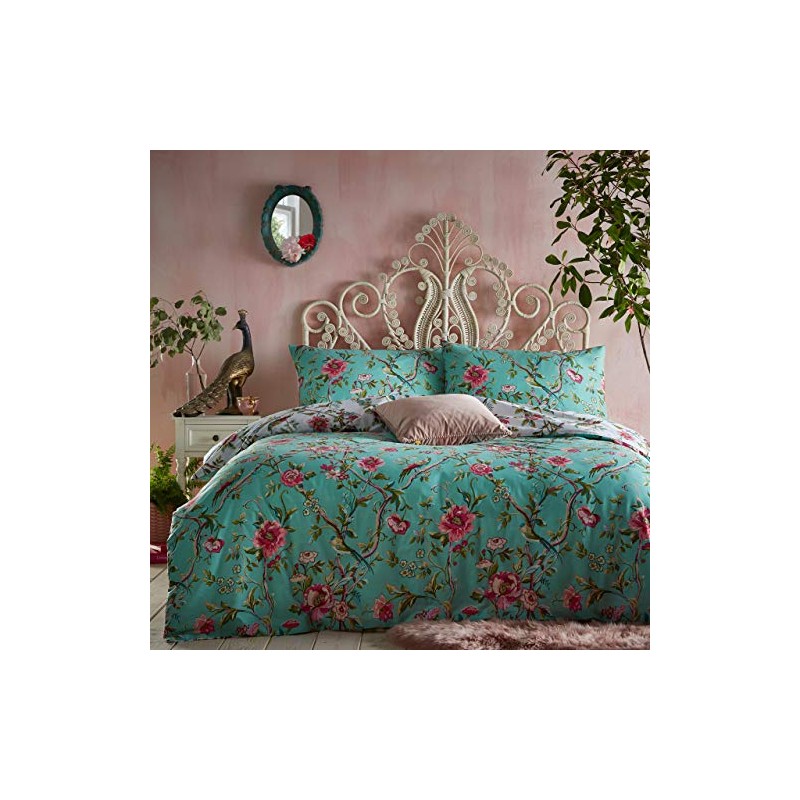 furn. Vintage Chinoiserie Duvet Cover and Pillowcase Set, Jade, Single