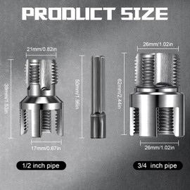 Otoolling 2 Pcs Pipe Thread Cutting Tool, Integrated Internal & External Pipe Threading Tool, Electric Drill Compatible PVC Tube Threader Kit, 1/2" (dn15) 3/4" (dn20) Tube Sizes Rethreading kit