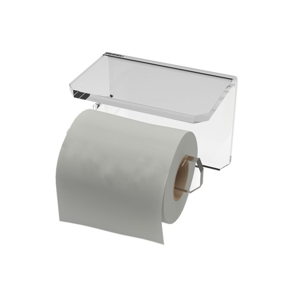 Agplex - Wand-Toilettenpapierhalter - Klebe-Toilettenpapierhalter mit Handyhalterung. Transparenter Acrylglas- Toilettenpapierhalter