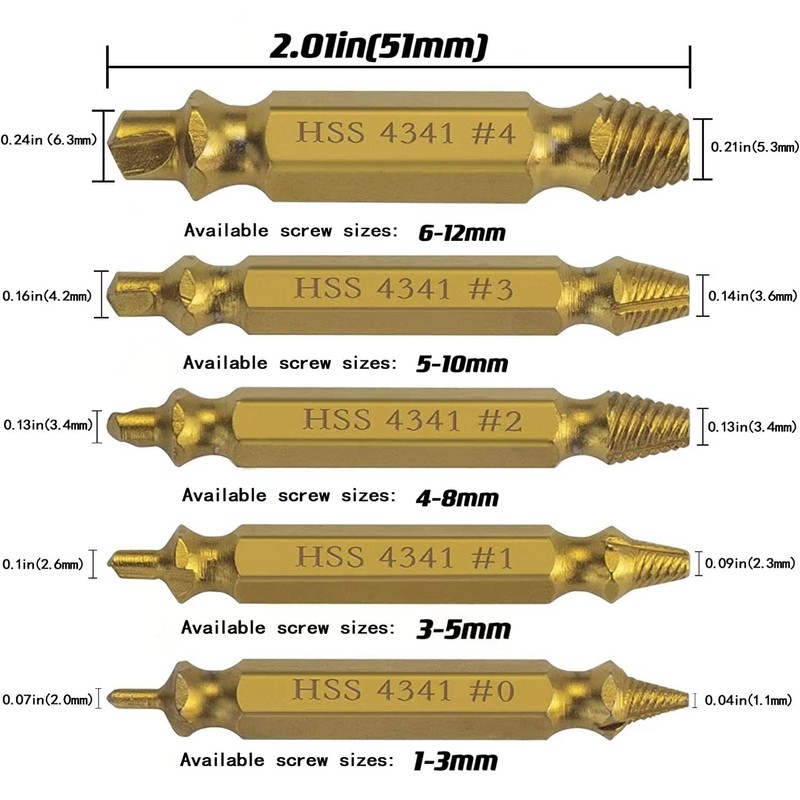 Stripped Screw Extractor-Set Damaged Screw-Extractor - Broken Screw Remover Tools