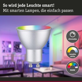 Paulmann Paulmann 29149 Standard 230V Smart Home Zigbee LED Reflektor GU10 350lm 4,8W RGBW+ dimmbar Chrom matt Leuchtmittel
