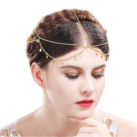 Gold Head Chain, Boho Headband Headpiece, Gold Hair Band Jewellery, Tassel Festival Head Chain Bohemian for Women and Girls
